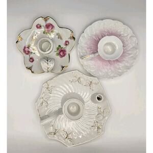 3 Vintage Porceain Candle Holders